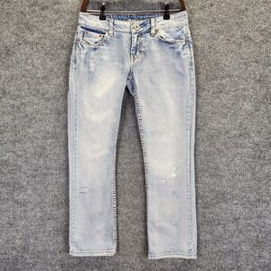 VTG American Eagle Jeans Womens 4 Light Wash Hipster Low Rise Distressed Denim